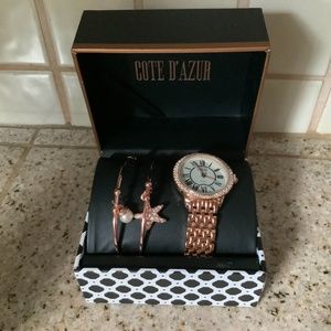 NIB COTE D’AZURE Watch & 2 Bracelets Set